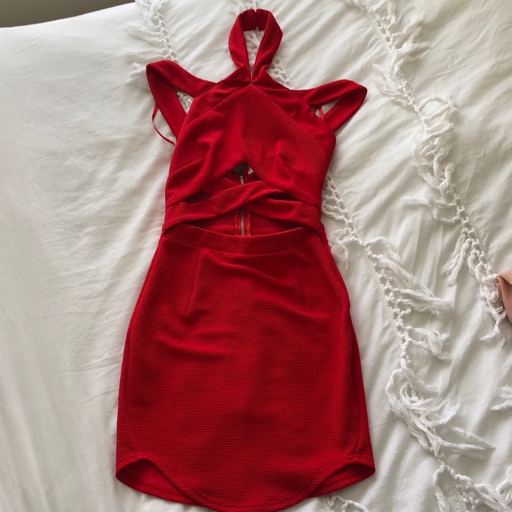 Red hello molly bodycon dress